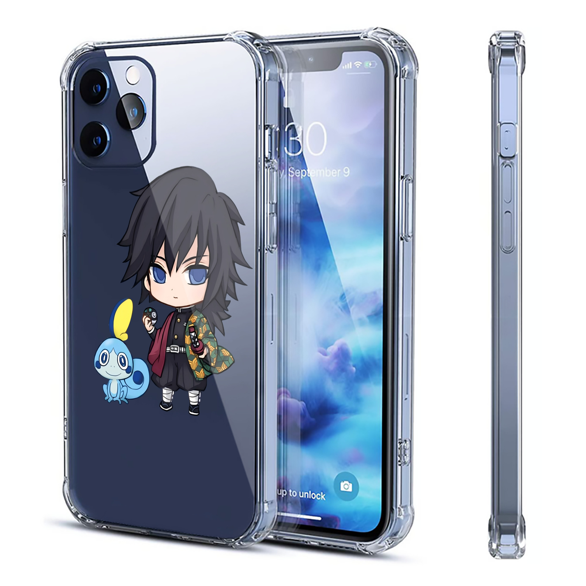 （画像用） 鬼滅の刃（きめつのやいば）水柱-冨岡 義勇／とみおか ぎゆう Tomioka Giyuu 【iPhone 12シリーズ対応】透明スマホケース（クリアソフトケース）